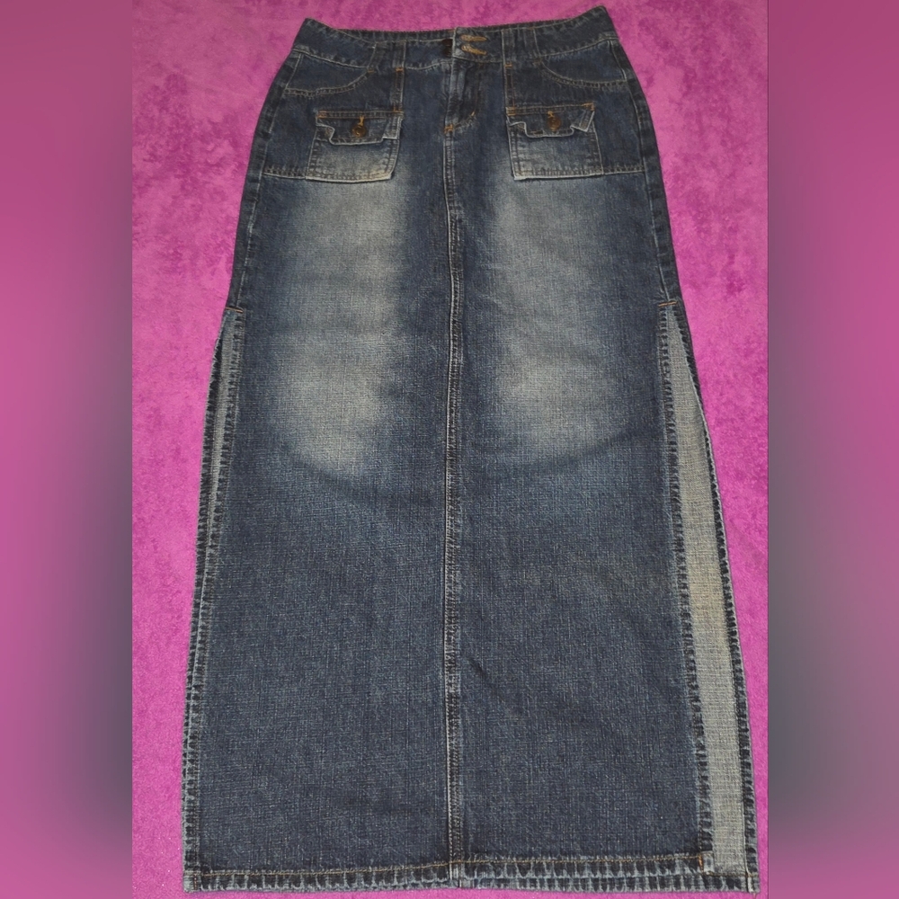 Denim Maxi Skirt Vintage Paris Blues Size 1